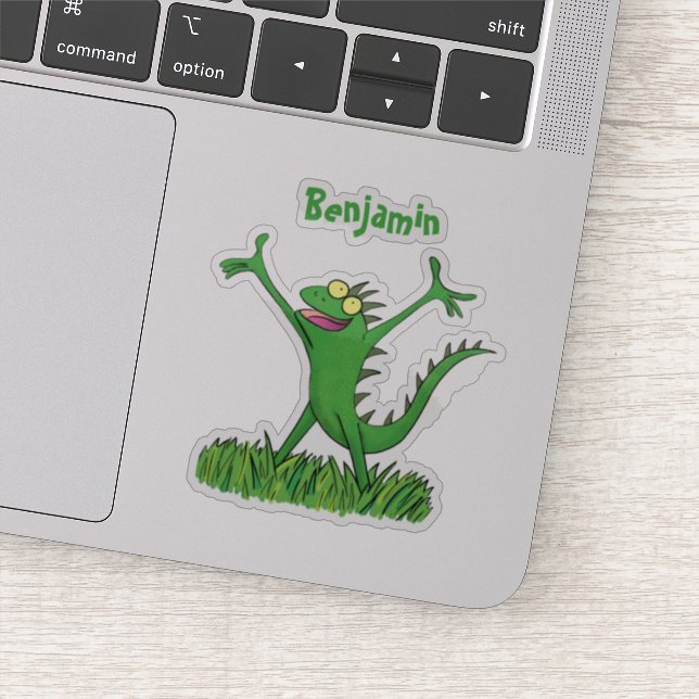 Funny green iguana lizard cartoon  (Detail)