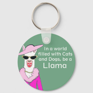 Funny Green Lady Llama Advice Key Ring