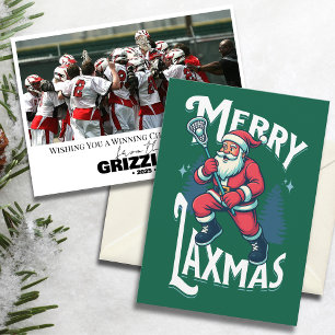 Funny Green Merry Laxmas Lacrosse Team Christmas Holiday Card