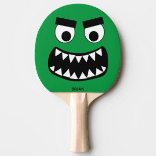 Funny green monster kid's table tennis ping pong paddle