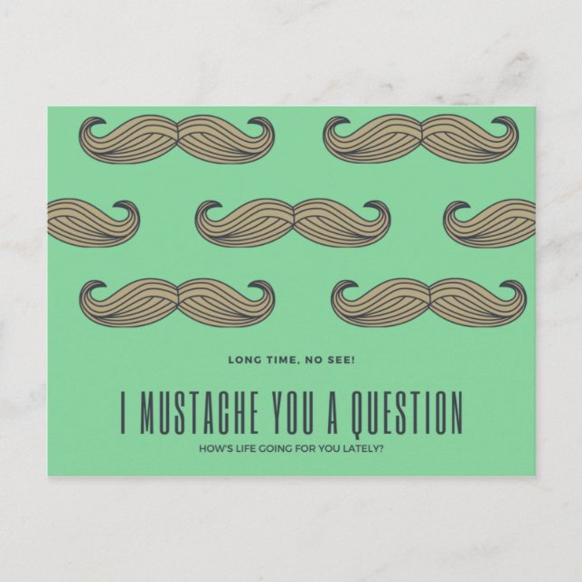 Funny Green Moustache Postcard (Front)