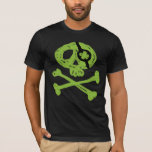 Funny Green Pirate T-shirt<br><div class="desc">Hand drawn skull and crossbones. Eye patch with 4-leaf clover. Funny St. Patrick's day shirt.</div>