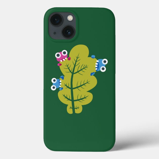 Funny green plant cartoon leaf cute character kids Case-Mate iPhone case (Back)