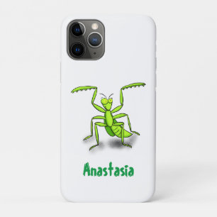 Funny green praying mantis cartoon illustration Case-Mate iPhone case