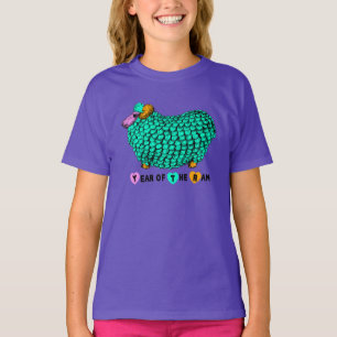 Funny Green Ram Chinese Year Zodiac Girl Tee