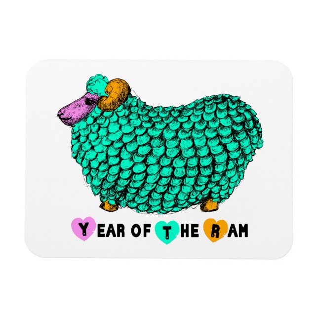 Funny Green Ram Chinese Year Zodiac P Magnet (Horizontal)