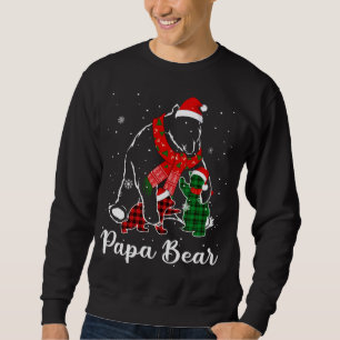 Funny Green Red Plaid Papa Bear Matching Pajama Fa Sweatshirt