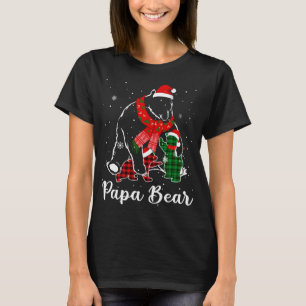 Funny Green Red Plaid Papa Bear Matching Pajama Fa T-Shirt