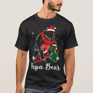 Funny Green Red Plaid Papa Bear Matching Pajama Fa T-Shirt