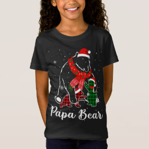 Funny Green Red Plaid Papa Bear Matching Pajama Fa T-Shirt