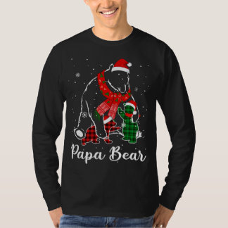 Funny Green Red Plaid Papa Bear Matching Pajama Fa T-Shirt