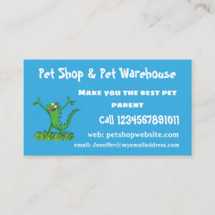 Funny green smiling animated iguana lizard  business card