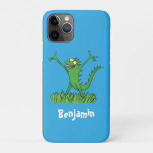 Funny green smiling animated iguana lizard Case-Mate iPhone case