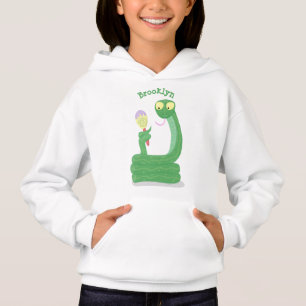 Funny green snake with maraca cartoon