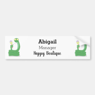 Funny green snake with maraca cartoon bumper sticker