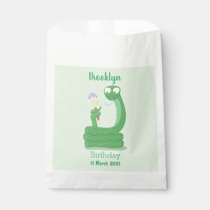 Funny green snake with maraca cartoon favour bags