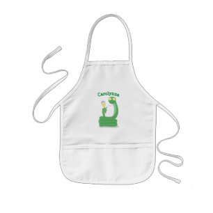Funny green snake with maraca cartoon kids apron