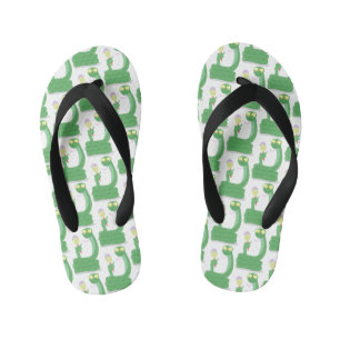 Funny green snake with maraca cartoon kid's jandals
