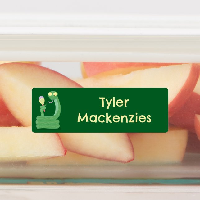 Funny green snake with maraca cartoon personalised (Affixed)