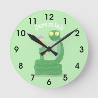Funny green snake with maraca cartoon