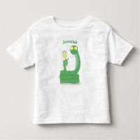 Funny green snake with maraca cartoon
