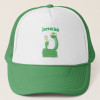 Funny green snake with maraca cartoon