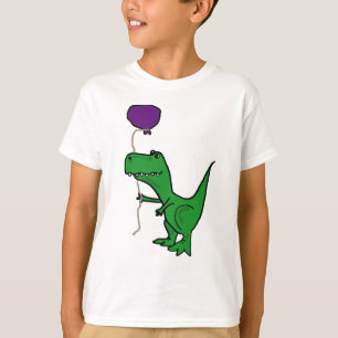 Funny Green Trex Dinosaur Holding Balloon T-Shirt