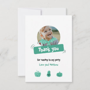 Funny green & white Halloween birthday. Custom Thank You Card