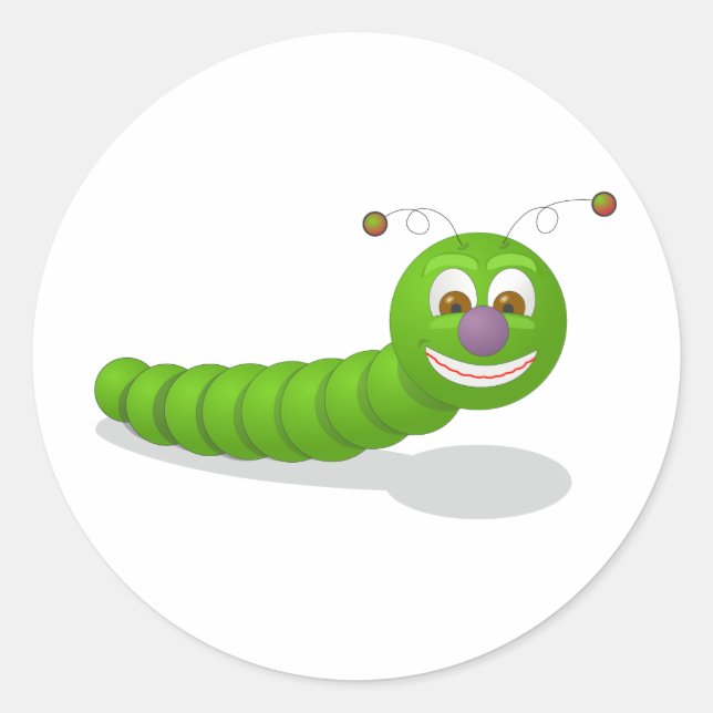 funny green worm classic round sticker (Front)