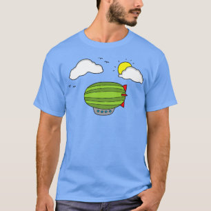 Funny Green Zeppelin Flying In The Sky T-Shirt
