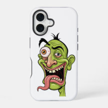 Funny Green Zombie Caricature iPhone Case