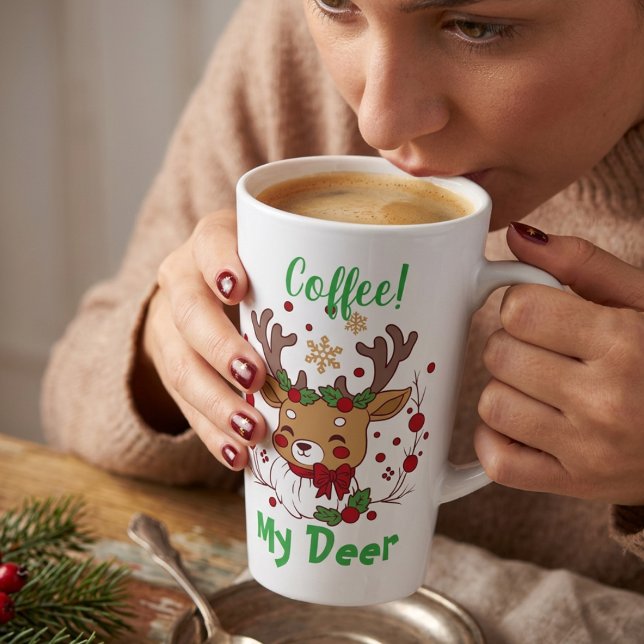 FUNNY Greens & Brown COFFEE Deer Latte Mug (Creator Uploaded)