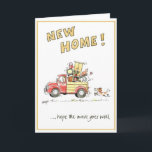 Funny greeting card - new home<br><div class="desc">Congratulations on your new home..hope the move went smoothly. Cartoon greeting card with humourous illustration of removals truck piled high with furniture.</div>