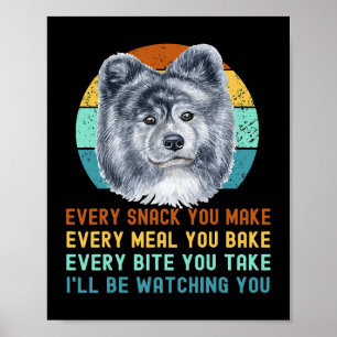 Funny Grey Akita Inu or Kuma Inu Dog Every Snack y Poster