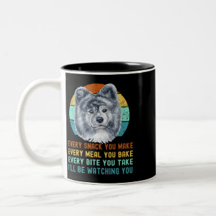 Funny Grey Akita Inu or Kuma Inu Dog Every Snack y Two-Tone Coffee Mug
