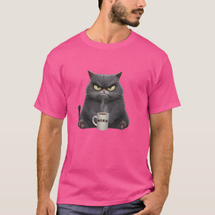 Funny Grey Cat Coffee Tee Meow Meme For Women Men
