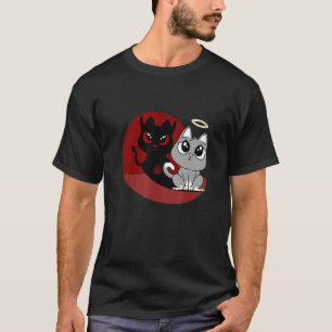 Funny Grey Cat Devil Angel Bad Cat Evil Shadow Dia T-Shirt