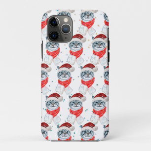 Funny Grey Tabby Cat With Santa Hat Christmas Case-Mate iPhone Case