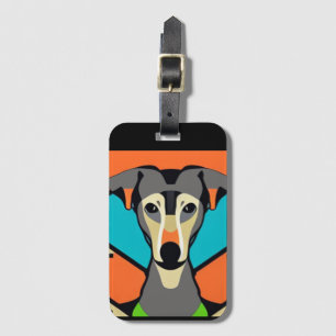 Funny Greyhound Dog Abstract Art Luggage Tag