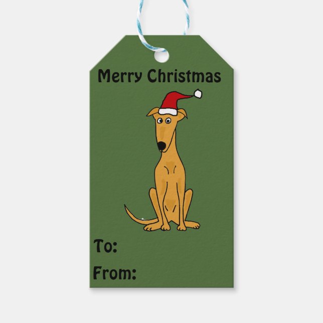 Funny Greyhound Dog Christmas Gift Tags (Front)