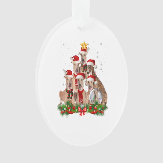Funny Greyhound Dog Christmas Tree Gift Ornament (Front)