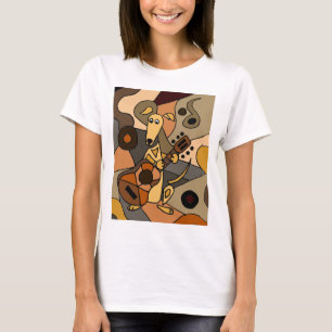 Funny Greyhound Dog Playing Guitar Abstract T-Shirt