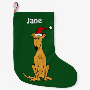 Funny Greyhound in Santa Hat Christmas Stocking