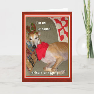 Funny Greyhound Reindeer Christmas Personalised Holiday Card