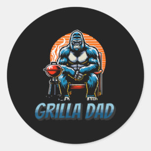 Funny Grill Daddy Grilla Dad Father's Day Gorilla  Classic Round Sticker