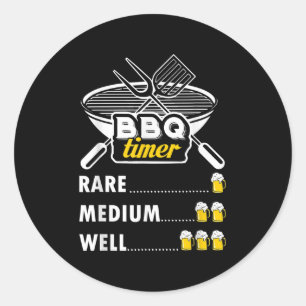 Funny Grill Grilling Gift Bbq Timer Barbecue  Classic Round Sticker