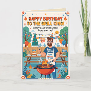 Funny Grill King BBQ Birthday Card