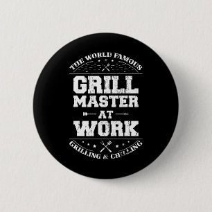 Funny Grill Master Bbq Chef Smoked Meat Lover Gift 6 Cm Round Badge