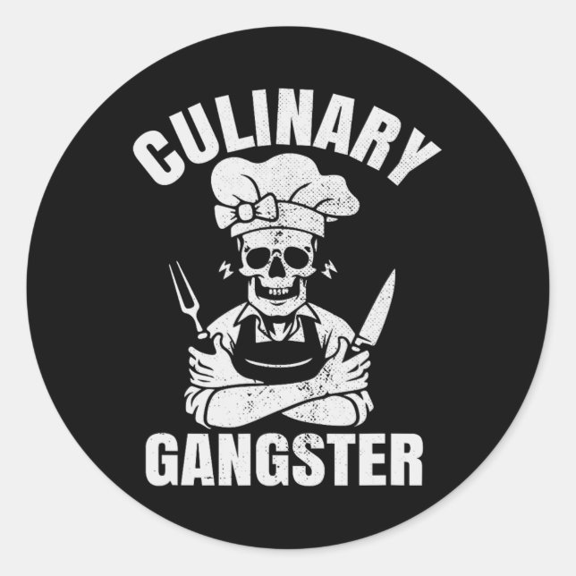 Funny Grilling Culinary Gangster  Classic Round Sticker (Front)