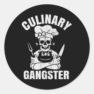 Funny Grilling Culinary Gangster  Classic Round Sticker